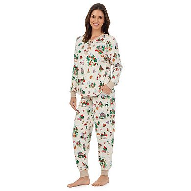 Women's Petite Cuddl Duds® Long Sleeve Cozy Pajama Top & Pajama Joggers Set
