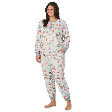Plus Size Cuddl Duds® Long Sleeve Cozy Pajama Top & Pajama Joggers Set