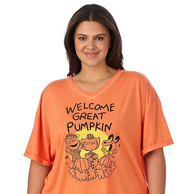 Plus Size Charlie Brown & The Great Pumpkin 2-Piece Pajama Top & Pajama Bottoms Set