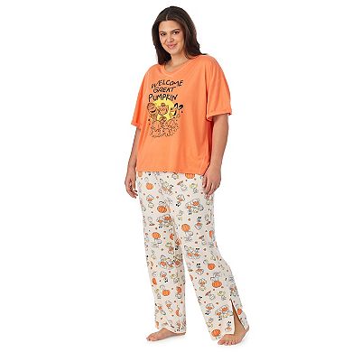 Plus Size Charlie Brown & The Great Pumpkin 2-Piece Pajama Top & Pajama Bottoms Set