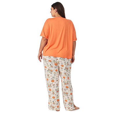 Plus Size Charlie Brown & The Great Pumpkin 2-Piece Pajama Top & Pajama Bottoms Set