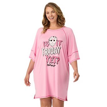 Plus Size Friday The 13th Cozy Short Sleeve Sleepshirt