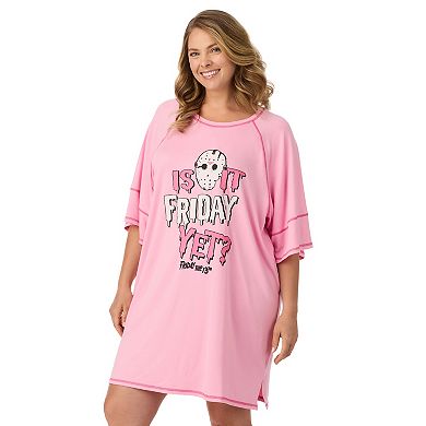 Plus Size Friday The 13th Cozy Short Sleeve Sleepshirt