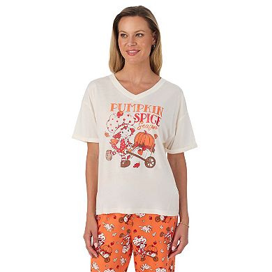 Women's Strawberry Shortcake Pumpkin Spice Pajama Top & Pajama Bottoms Set