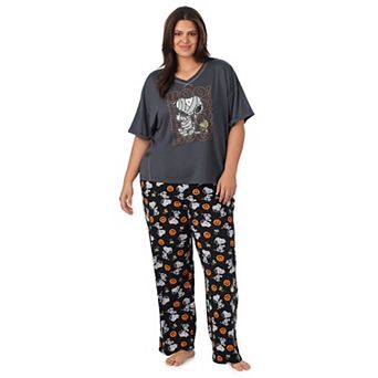 Plus Size Peanuts Halloween 2 pc Pajama Top & Pajama Bottoms Set