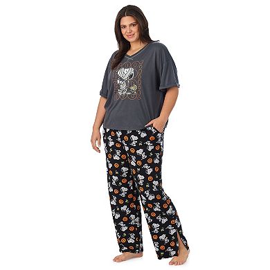 Plus Size Peanuts Halloween 2-Piece Pajama Top & Pajama Bottoms Set