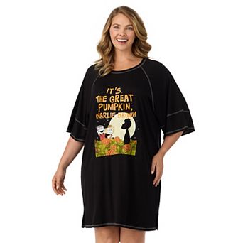 Plus Size Charlie Brown & The Great Pumpkin Cozy Short Sleeve Sleepshirt
