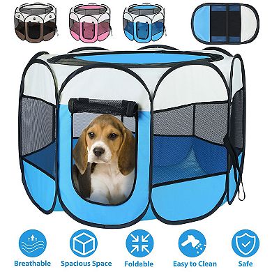 Portable Foldable Pet Tent Playpen with Removable Zipper Top & Bottom, Water-Resistant for Dogs Cats