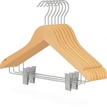 USTECH 10-Pack Plastic Hangers with Adjustable Clips Slim Non-Slip Closet Design, 8.8"x2.5"