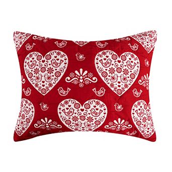 Lovebirds 100% Polyester Jacquard Doves and Hearts Pattern Sham