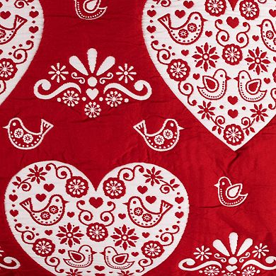 Lovebirds 100% Polyester Jacquard Doves and Hearts Pattern Sham