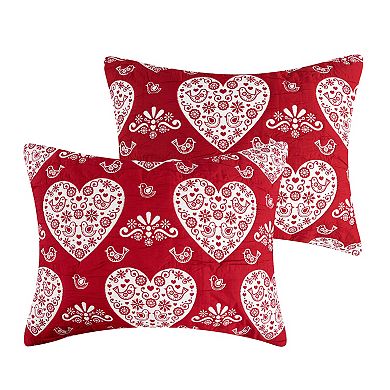 Lovebirds 100% Polyester Jacquard Doves and Hearts Pattern Sham