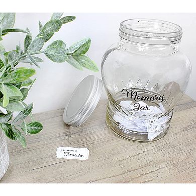 Clear Glass Memory Jar Gift Set; Includes 200 Prompt Cards for Family Keepsakes