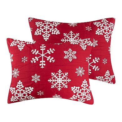Snowflakes 100% Polyester Jacquard Machine Quilted Sham