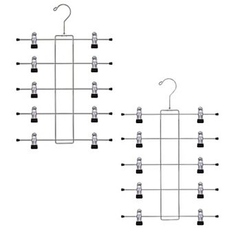 2 Pack 5 tier Metal Hangers with Clips, Space-Saving Closet Organizer