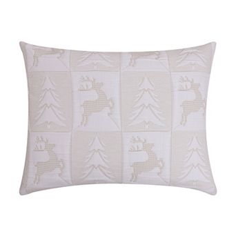Reindeer Games 100% Woven Polyester Jacquard Machine Quilted Sham