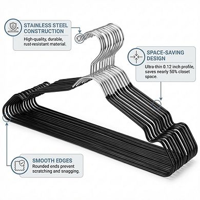 Stainless Steel Wire Hangers, Rust-Resistant & Durable, for Closet, Bedroom & Laundry (24 Pack)