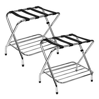 Foldable Metal Luggage Rack for Guest Room & Hotel Double Rack (Pack of 2)