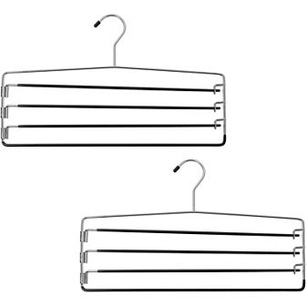 USTECH 4 tier Alloy Steel Pants Hangers with Foam Padded Swing Arms, 2-Pack, 17"x1"