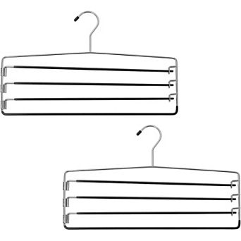 USTECH 4 tier Alloy Steel Pants Hangers with Foam Padded Swing Arms, 2-Pack, 17"x1"