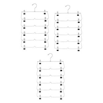 3 Pack 6 tier Skirt Hangers with Clips, Space-Saving Closet Organizer for Pants & Skirts