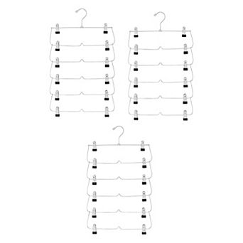 3 Pack 6 tier Skirt Hangers with Clips, Space-Saving Closet Organizer for Pants & Skirts