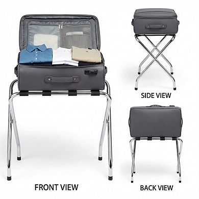 USTECH Foldable Stainless Steel Luggage Rack Heavy-Duty, Pre-Assembled, Airbnb