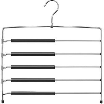 USTECH 5 tier Swing Arm Pants Hanger, Foam Padded Alloy Steel Organizer