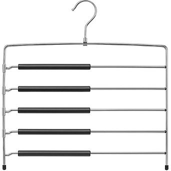 USTECH 5 tier Swing Arm Pants Hanger, Foam Padded Alloy Steel Organizer