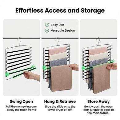 USTECH 8 Tier Space Saving Closet Organizer with Foam Padded Arms -Clothing Hanger - Chrome Finish