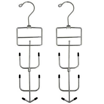 USTECH Multi-Purpose Metal Hanger with Spinner Hook, Scarf & Tie Organizer (2 Pack)