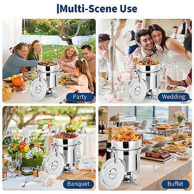 11QT Commercial-Grade Soup Chafer Set of 4, Stainless Steel Round Food Warmers with Pots