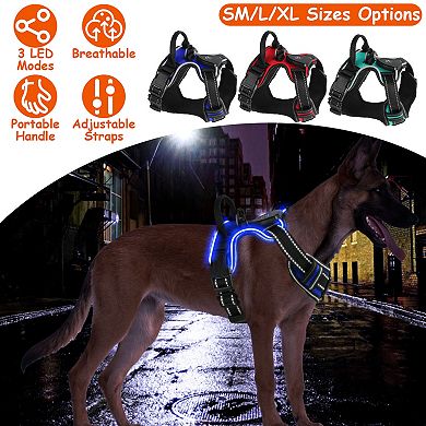 LED Dog Harness No Pull, Rechargeable Light Up Vest with Handle for Small to Large Dogs