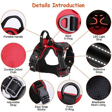 LED Dog Harness No Pull, Rechargeable Light Up Vest with Handle for Small to Large Dogs