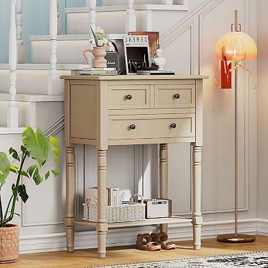 Whisen Narrow Console Table with Three Storage Drawers and Bottom Shelf