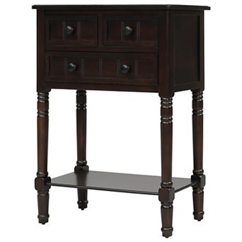 Whisen Classic Narrow Console Table with Three Storage Drawers and Bottom Shelf