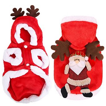 Pet Christmas Costume Santa Claus Reindeer Outfit, Winter Coat for Small & Medium Dogs Cats in S/M/L
