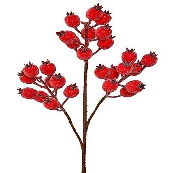 24" Icy White Pomegranate Berry Spray Festive Christmas Decoration