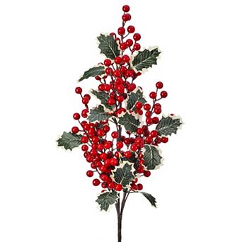 26" Holly with Berry Green Spray Waterproof Christmas Decoration
