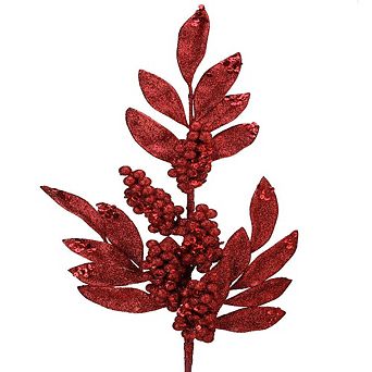 26" Glitter Berry and Leaf Spray Festive Christmas Decoration