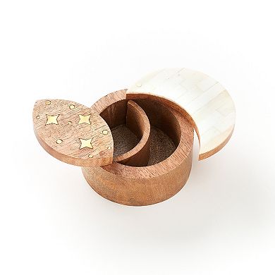 Nakshatra Moon Stars Pivot Box - Bone, Wood, Brass