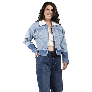 Women's SP Two-Tone Trucker Jacket with Detachable Sherpa Collar