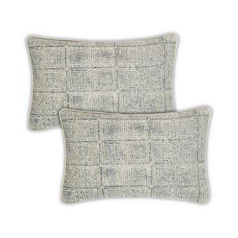 Peppermint Home Vintage Block Print Decorative Throw Pillow Covers - Set of 2