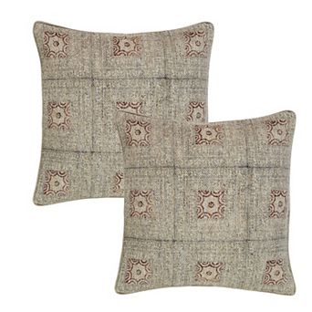 Peppermint Home Antique Block Print Decorative Throw Pillow Covers - Set of 2