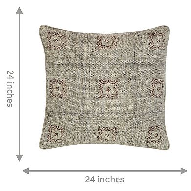 Peppermint Home Antique Block Print Decorative Throw Pillow Covers - Set of 2