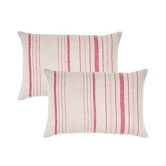 Peppermint Home Linen Stripes Decorative Throw Pillow Covers - Set of 2