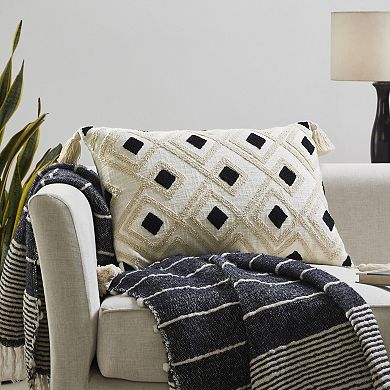 Peppermint Home Diamond Tufted Cotton Lumbar Pillow Covers with Tassels - Set of 2