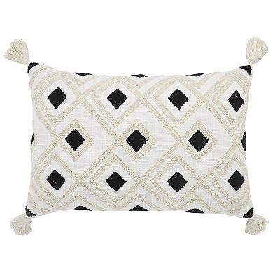 Peppermint Home Diamond Tufted Cotton Lumbar Pillow Covers with Tassels - Set of 2