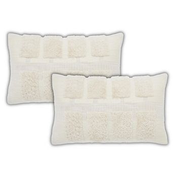 Peppermint Home Textured Grid Tufted Cotton Pillow Covers - Set of 2