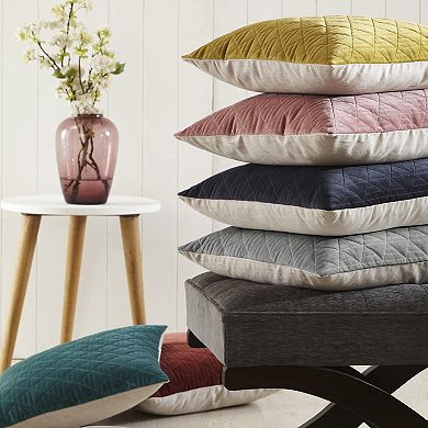 Peppermint Home Quilted Diamond Velvet Decorative Throw Pillow Covers - Set of 2